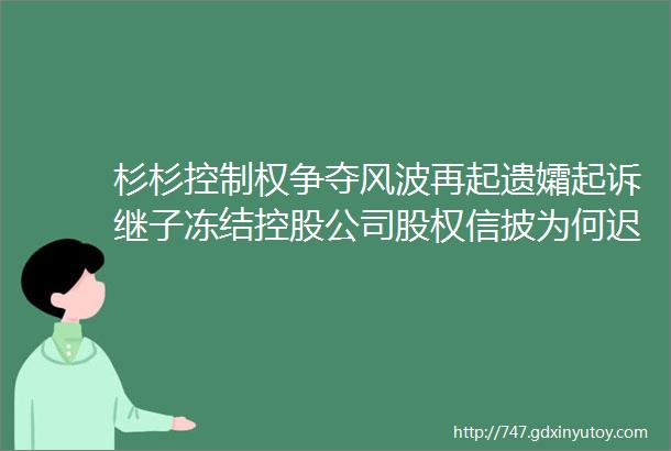 杉杉控制权争夺风波再起遗孀起诉继子冻结控股公司股权信披为何迟来